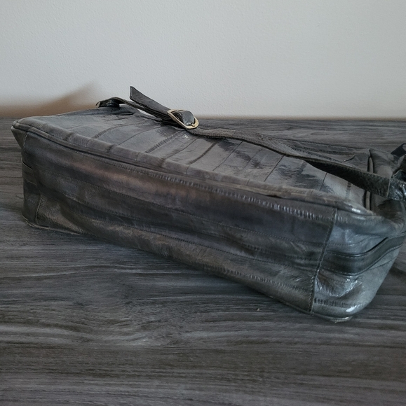 Vintage Gray Eel Skin Leather Shoulder Bag 1980s main image 0